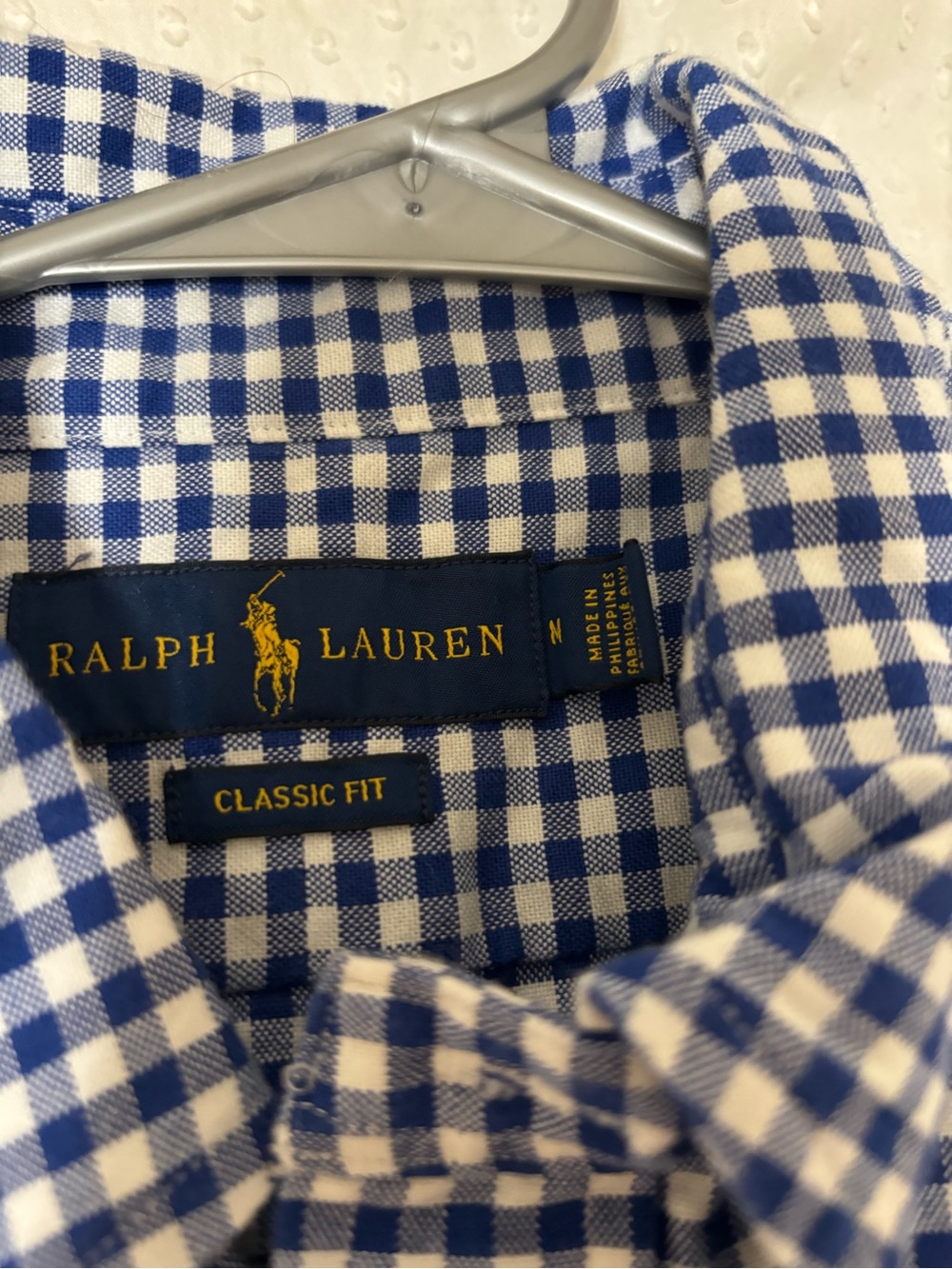 Ralph Lauren Blue and White Gingham Button-Down Shirt - Picture 3 of 4